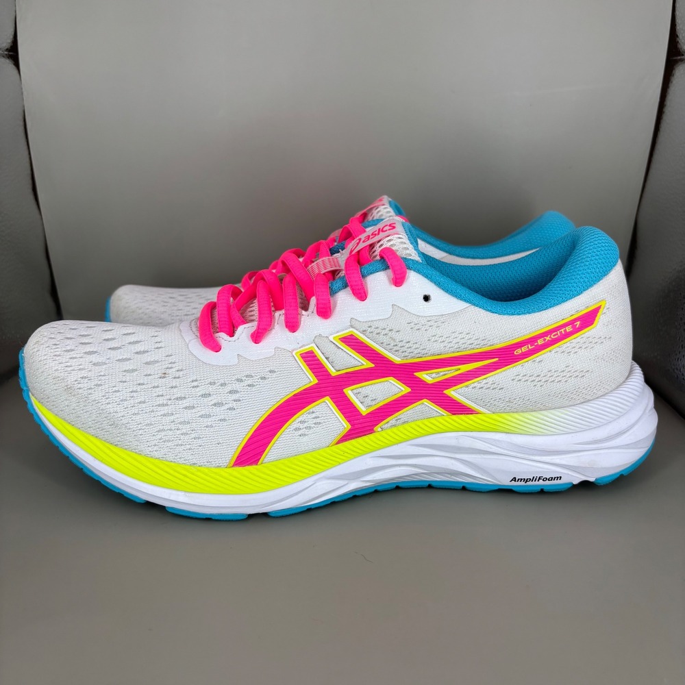 ASICS Gel-Excite 7 Womens Running Shoes White Pink Blue 1012A562 Size 9.5 - Picture 3 of 7